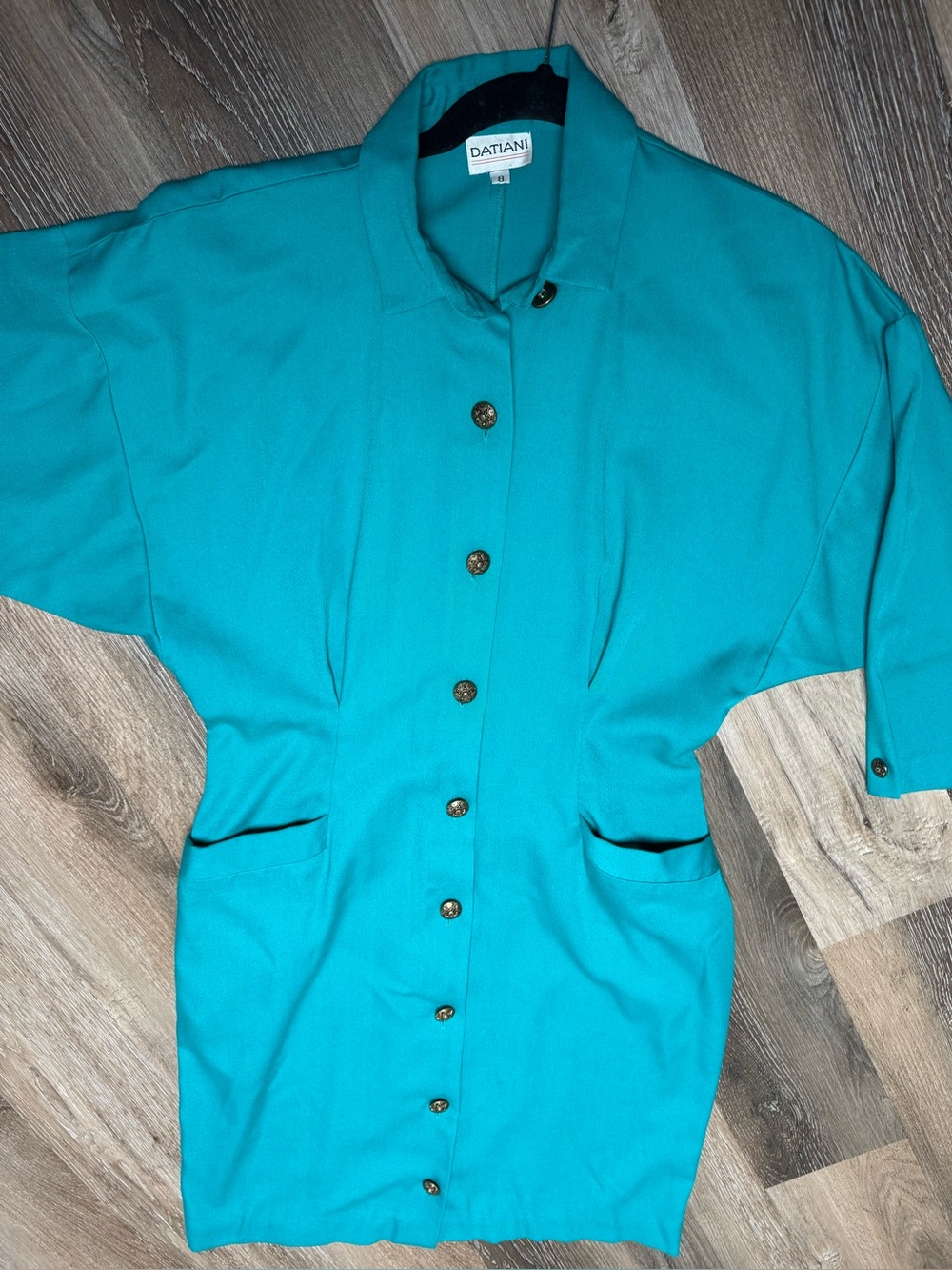 Vintage 80s Teal Datiani 
Blazer Shirt Dress